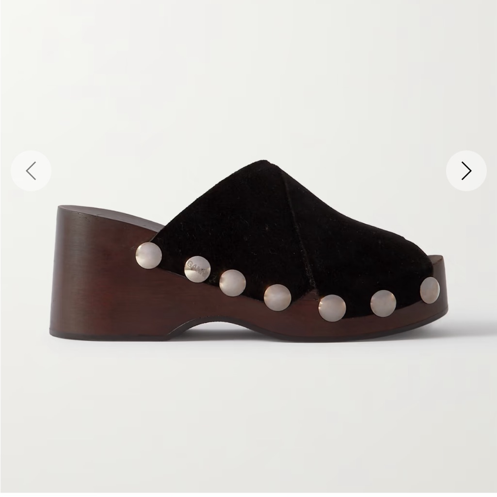 Ganni Studded Wedge Suede Platform Mules
